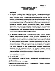 ANNEXURE-‘A’ GOVERNMENT OF HIMACHAL PRADESH DEPARTMENT OF INDUSTRIES ‘INDUSTRIAL POLICY -2004’ 1.