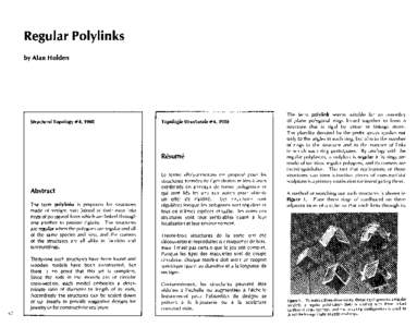 Regular Polylinks by Alan Holden Structural Topology #4,1980  Topologie Structurale #4,1980