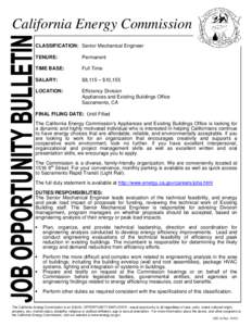 Senior Mechanical Engineer Job Opportunity Bulletin