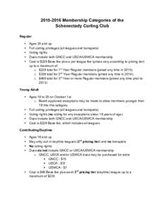Membership Categories of the Schenectady Curling Club Regular • • •