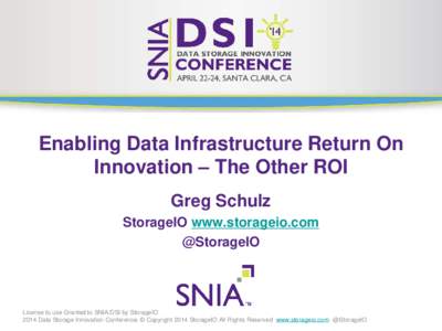 Enabling Data Infrastructure Return On Innovation – The Other ROI PRESENTATION TITLE GOES HERE Greg Schulz StorageIO www.storageio.com