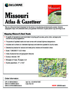 DE LORME  Missouri  Atlas & Gazetteer