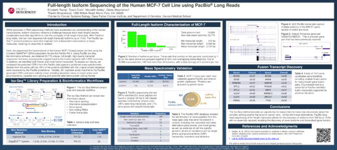 Full-length Isoform Sequencing of the Human MCF-7 Cell Line using  ® PacBio  Long Reads