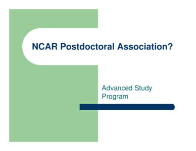 NCAR Postdoctoral Association?