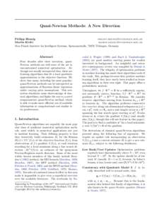 Quasi-Newton Methods: A New Direction  Philipp Hennig [removed] Martin Kiefel [removed]
