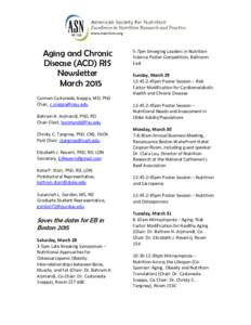 Aging and Chronic Disease (ACD) RIS Newsletter March 2015 Carmen Castaneda-Sceppa, MD, PhD Chair, 