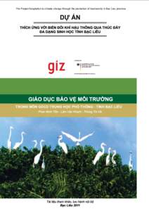 The Project Adaptation to climate change through the promotion of biodiversity in Bac Lieu province  DỰ ÁN TRONG MÔN GDCD TRUNG HỌC PHỔ THÔNG - TỈNH BẠC LIÊU