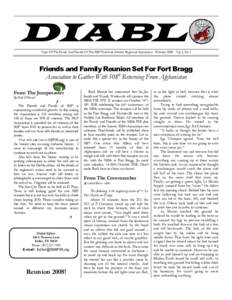 DIABLO Voice Of The Family And Friends Of The 508th Parachute Infantry Regiment Association- FebruaryVol. 3, Nr. 1 Friends and Family Reunion Set For Fort Bragg Association to Gather With 508th Returning From Afg
