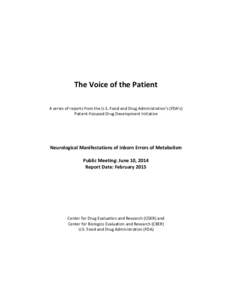 The Voice of the Patient: Neurological Manifestations of Inborn Errors of Metabolism