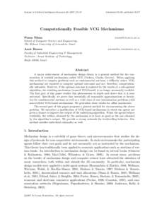 Journal of Artificial Intelligence Research–47  Submitted 03/06; publishedComputationally Feasible VCG Mechanisms Noam Nisan