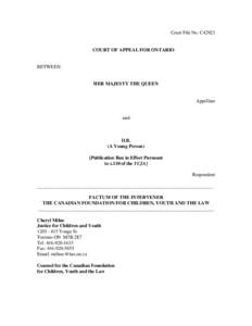 Court File No. C42923  COURT OF APPEAL FOR ONTARIO BETWEEN: