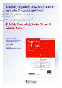 Feasibility of particle image velocimetry in vegetative fire spread experiments Frédéric Morandini, Xavier Silvani & Arnaud Susset