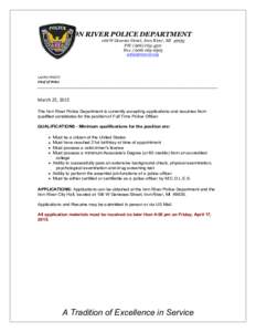 IRON RIVER POLICE DEPARTMENT 106 W Genesee Street, Iron River, MIPH: (Fax: ( 