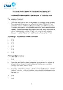 Summary of hearing with Superdrug on 20 February 2015