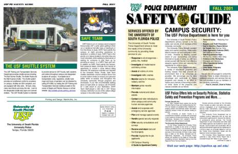 USF PD SAFETY GUIDE  FALL 2001 POLICE DEPARTMENT