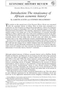 bs_bs_banner  Economic History Review, 67, ), pp. 893–906 Introduction: The renaissance of African economic history1