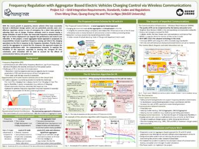 Frequency Regulation with Aggregator Based Electric Vehicles Charging Control via Wireless Communications Project 3.2 – Grid Integration Requirements, Standards, Codes and Regulations Chon-Wang Chao, Quang-Dung Ho and 