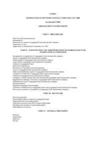 SAMOA SEGREGATED FUND INTERNATIONAL COMPANIES ACTas amended, 2005) ARRANGEMENT OF PROVISIONS  PART I - PRELIMINARY