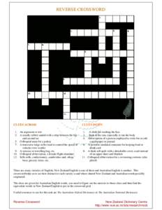 REVERSE CROSSWORD  CLUES ACROSS CLUES DOWN