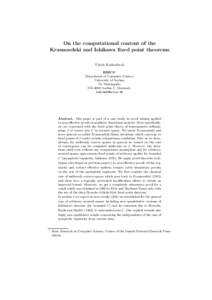 On the computational content of the Krasnoselski and Ishikawa fixed point theorems Ulrich Kohlenbach BRICS⋆ Department of Computer Science, University of Aarhus,