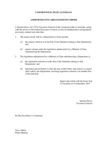 Administrative Arrangements Order - 18 September 2013