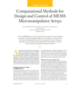 .  THEME ARTICLE Computational Methods for Design and Control of MEMS