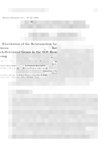 Genome Informatics 16(1): 95–Elucidation of the Relationships between LexA-Regulated Genes in the SOS Response
