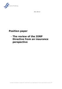 Position paper - The review of the IORP Directive from an insurance perspective
