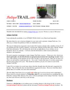 AntiqueTRAIL.com Volume III, Number 2 Member Newsletter  Trail Master: Marcia Arnold 