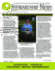 Carolina Farm Stewardship Association  STEWARDSHIP NEWS SUMMER[removed]VOLUME 34, ISSUE 3