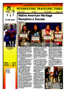 www.fcpotawatomi.com • [removed] • [removed] • FREE  POTAWATOMI TRAVELING TIMES VOLUME 19, ISSUE 15  In this Issue:
