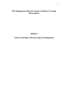 1  The Management of Invasive Species in Marine & Coastal Environments  Module 2