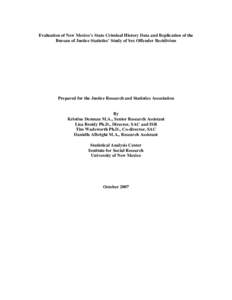 Evaluation of New Mexico’s State Criminal History Data and Replication of the Bureau of Justice Statistics’ Study of Sex Offender Recidivism