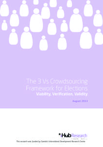 The 3 Vs Crowdsourcing Framework for Elections Viability, Verification, Validity August[removed]This research was funded by Canada’s International Development Research Centre.