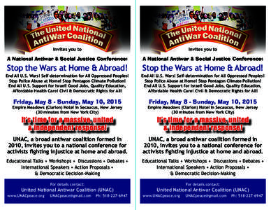 invites you to  invites you to A National Antiwar & Social Justice Conference: