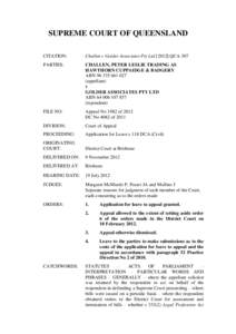 SUPREME COURT OF QUEENSLAND CITATION: Challen v Golder Associates Pty LtdQCA 307  PARTIES: