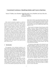Unrestricted Coreference: Identifying Entities and Events in OntoNotes Sameer S. Pradhan, Lance Ramshaw, Ralph Weischedel, Jessica MacBride and Linnea Micciulla BBN Technologies Cambridge, MAAbstract
