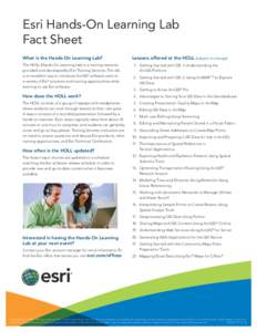 Esri Hands-On Learning Lab Fact Sheet What is the Hands-On Learning Lab? The HOLL (Hands-On Learning Lab) is a training resource provided and developed by Esri Training Services. The lab is an excellent way to introduce 