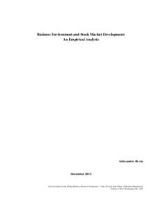 Business Environment and Stock Market Development: An Empirical Analysis Aleksandre Revia  December 2013