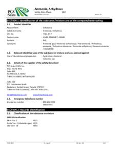 Ammonia, Anhydrous Safety Data Sheet 302  Revision date: 