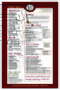 Dinner Menu • Serving Seven Nights Per Week • Gift Certificates Available • We Do Not Accept Bank Gift Cards  Appetizers