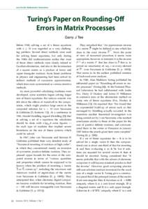 Asia Pacific Mathematics Newsletter  1 Turing’s Paper Paper on