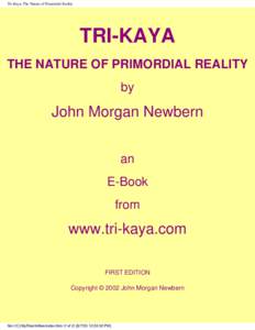 Tri-Kaya, The Nature of Primordial Reality