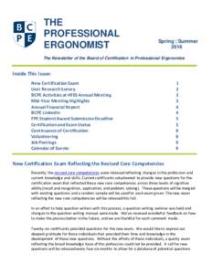Ergonomics / Board of Certification in Professional Ergonomics / Human factors and ergonomics / Human Factors and Ergonomics Society / CPE / Academia / Business / Economy