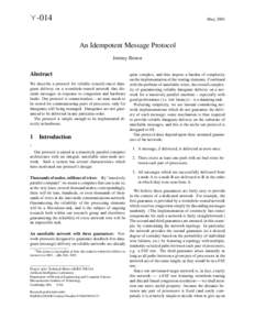 g-014  May, 2001 An Idempotent Message Protocol Jeremy Brown