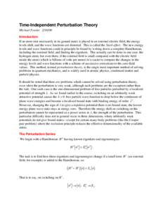 Time-Independent Perturbation Theory