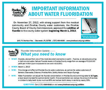 Dentistry / Water fluoridation / Pinellas County /  Florida / Fluoride / Water fluoridation in the United States / Eastlake High School / Chemistry / Matter / Fluorine