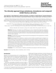 J Antimicrob Chemother 2014; 69: 2123 – 2131 doi:jac/dku091 Advance Access publication 7 April 2014 The clinically approved drugs amiodarone, dronedarone and verapamil inhibit filovirus cell entry Gerrit Gehrin