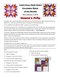 Santa Rosa Quilt Guild December Block of the Month Due January 2, 2013  Jensen’s Folly