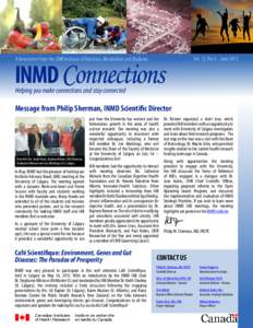 A Newsletter from the CIHR Institute of Nutrition, Metabolism and Diabetes  INMD Connections Vol. 12, No. 6 - June 2012